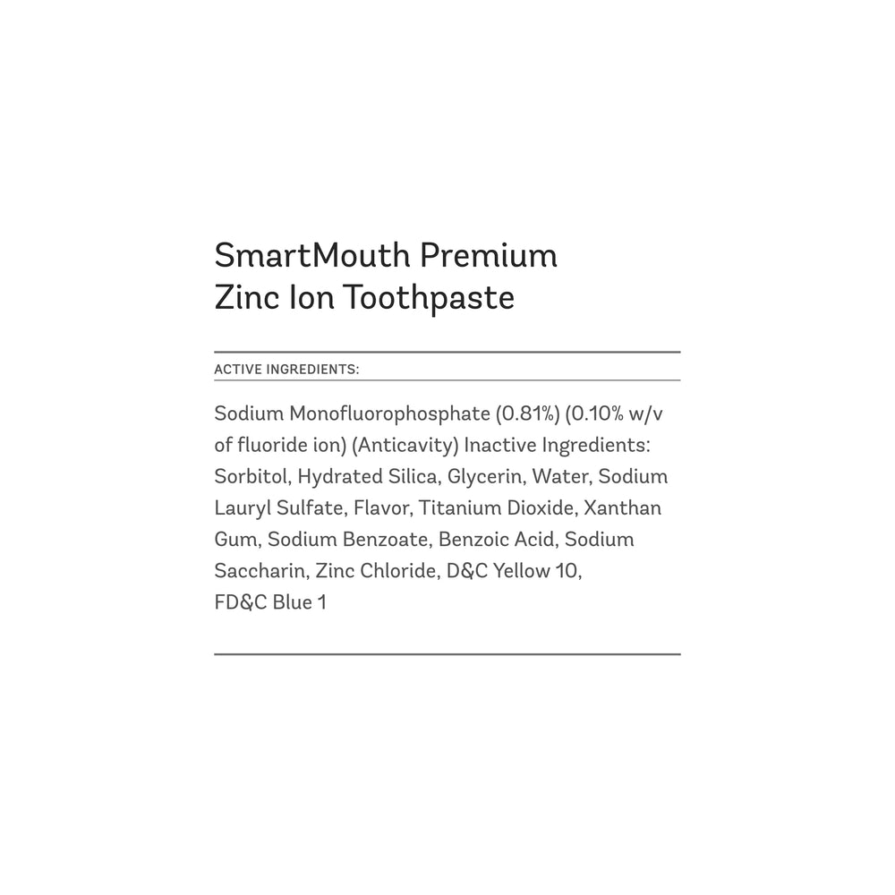 Close up of SmartMouth toothpaste tube showing fluoride protection