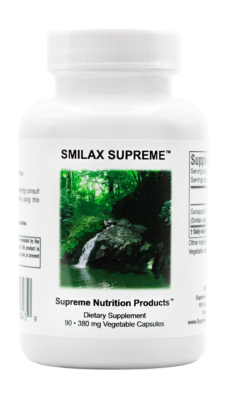 Bottle of Supreme Nutrition Smilax Supreme 90 vegetarian capsules
