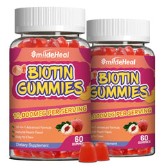 Bottle of SmildeHeal Biotin Gummies with 120 count label