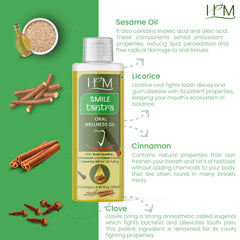 Hands performing oil pulling with Smile Tantra