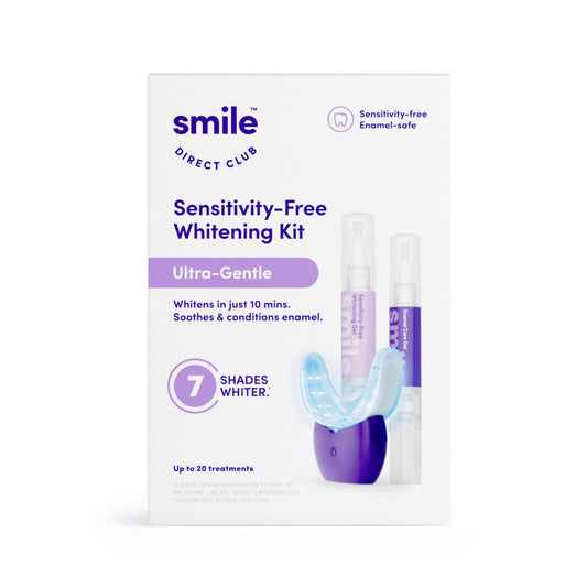 Front view of SmileDirectClub Ultra-Gentle Sensitivity-Free Teeth Whitening Kit packaging
