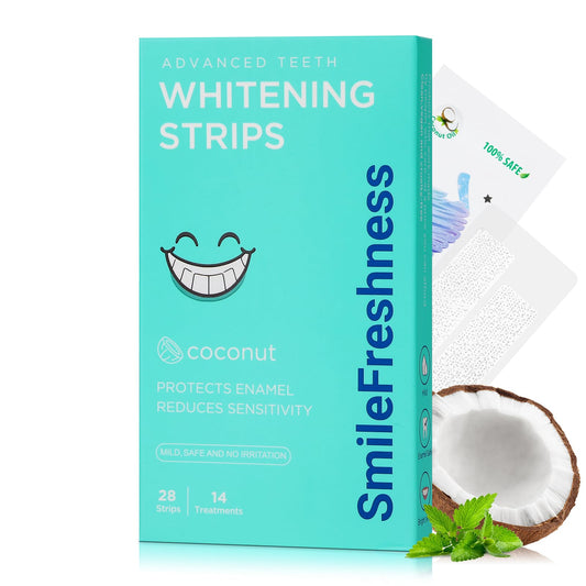 SmileFreshness Teeth Whitening Strips package showing 14-day treatment