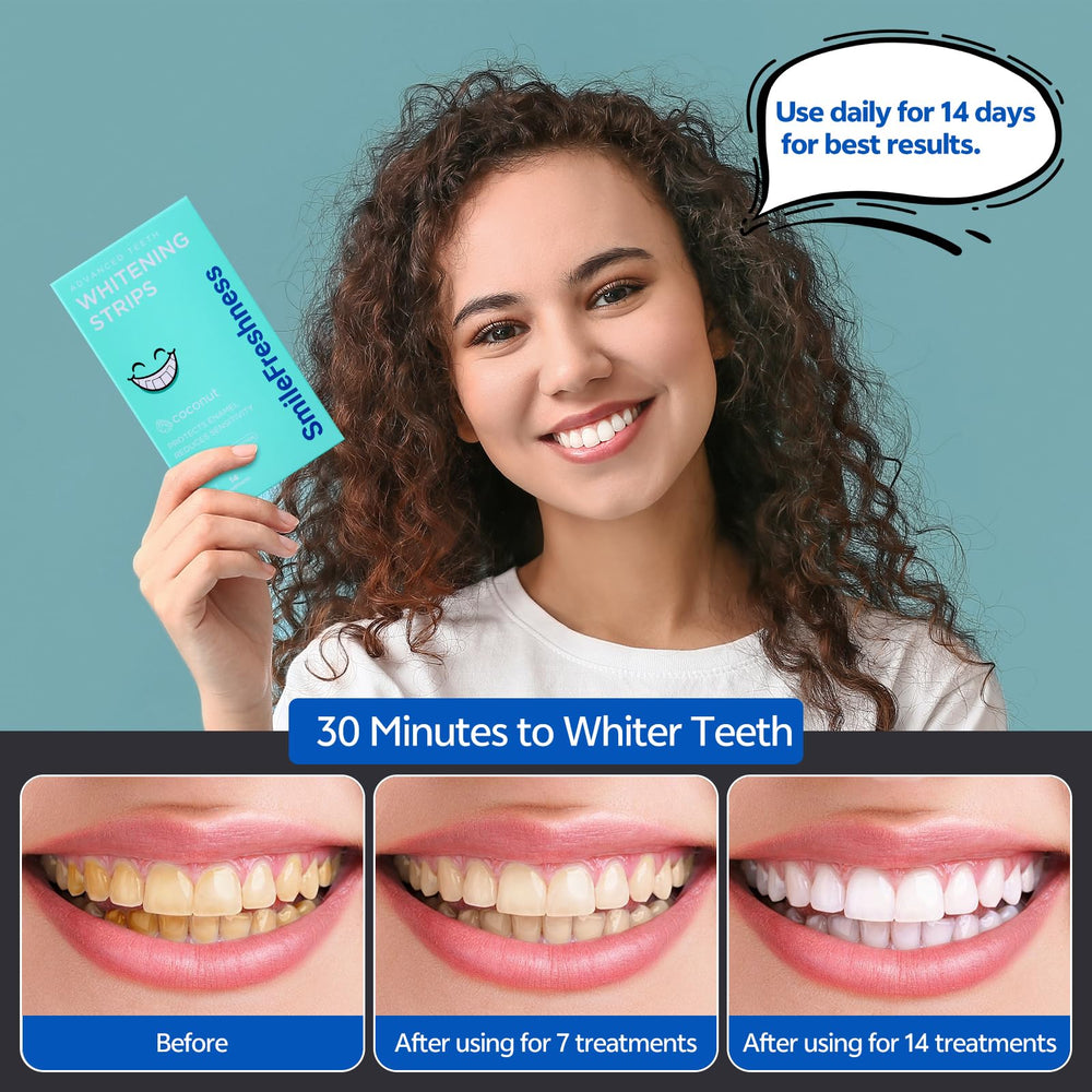 SmileFreshness box and 28-strip whitening kit