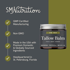 SMNutrition Beef Tallow Balm on the body nourishes dry skin with rich moisture.