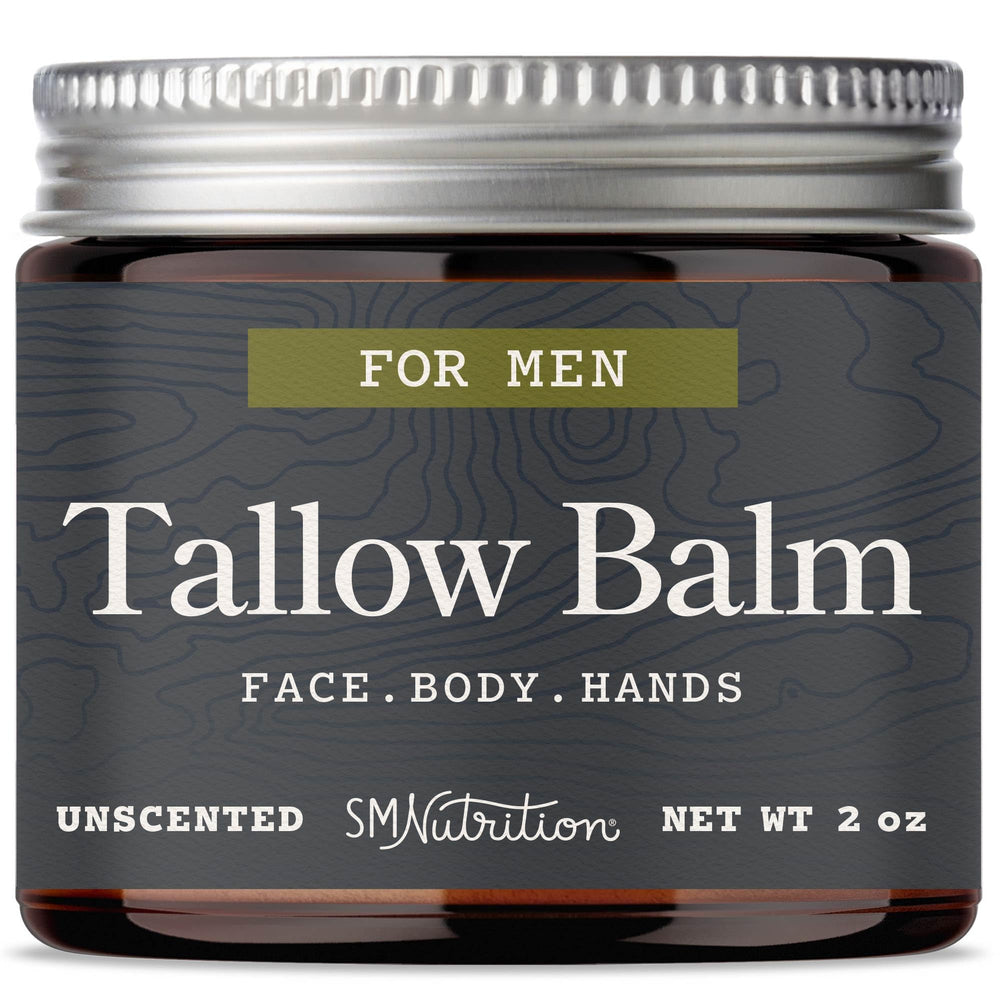 SMNutrition Beef Tallow Balm for the face provides deep hydration for daily use.