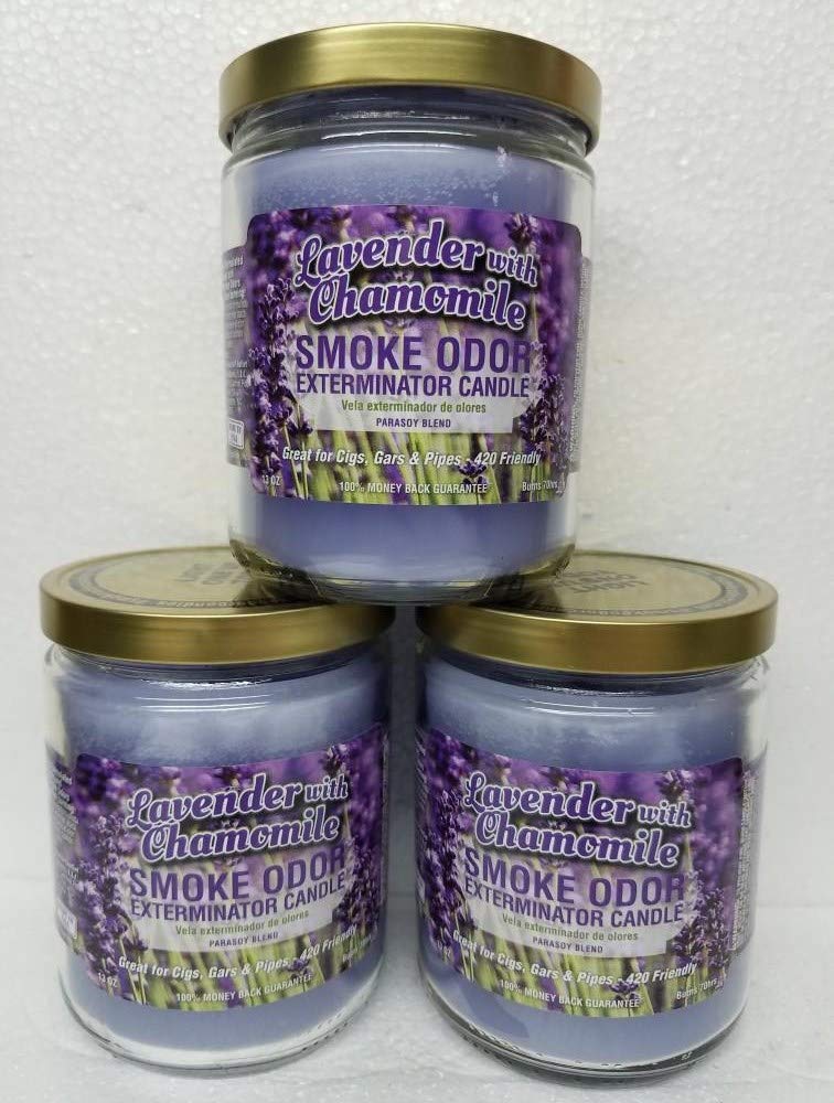 Smoke Odor Exterminator Lavender Chamomile 13 oz jar candle - set of three (image 1)