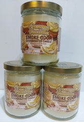 Set of three 13 oz Smoke Odor Exterminator candles in creamy vanilla
