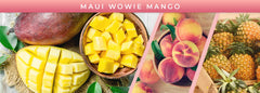 Maui Wowie Mango scent candle eliminating smoke and odors