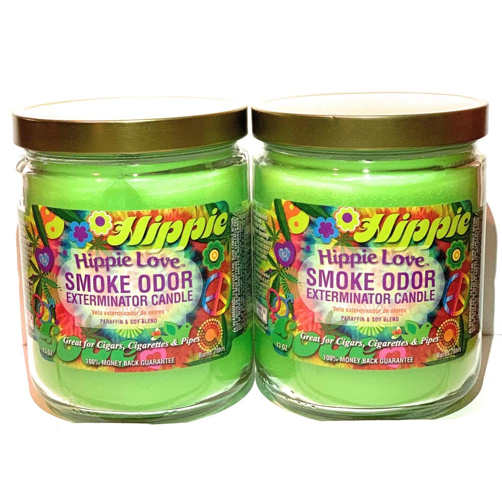 Smoke Odor Exterminator 13 oz Jar Candle in Hippie Love scent, 2-pack