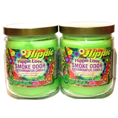 Smoke Odor Exterminator 13 oz Jar Candle in Hippie Love scent, 2-pack