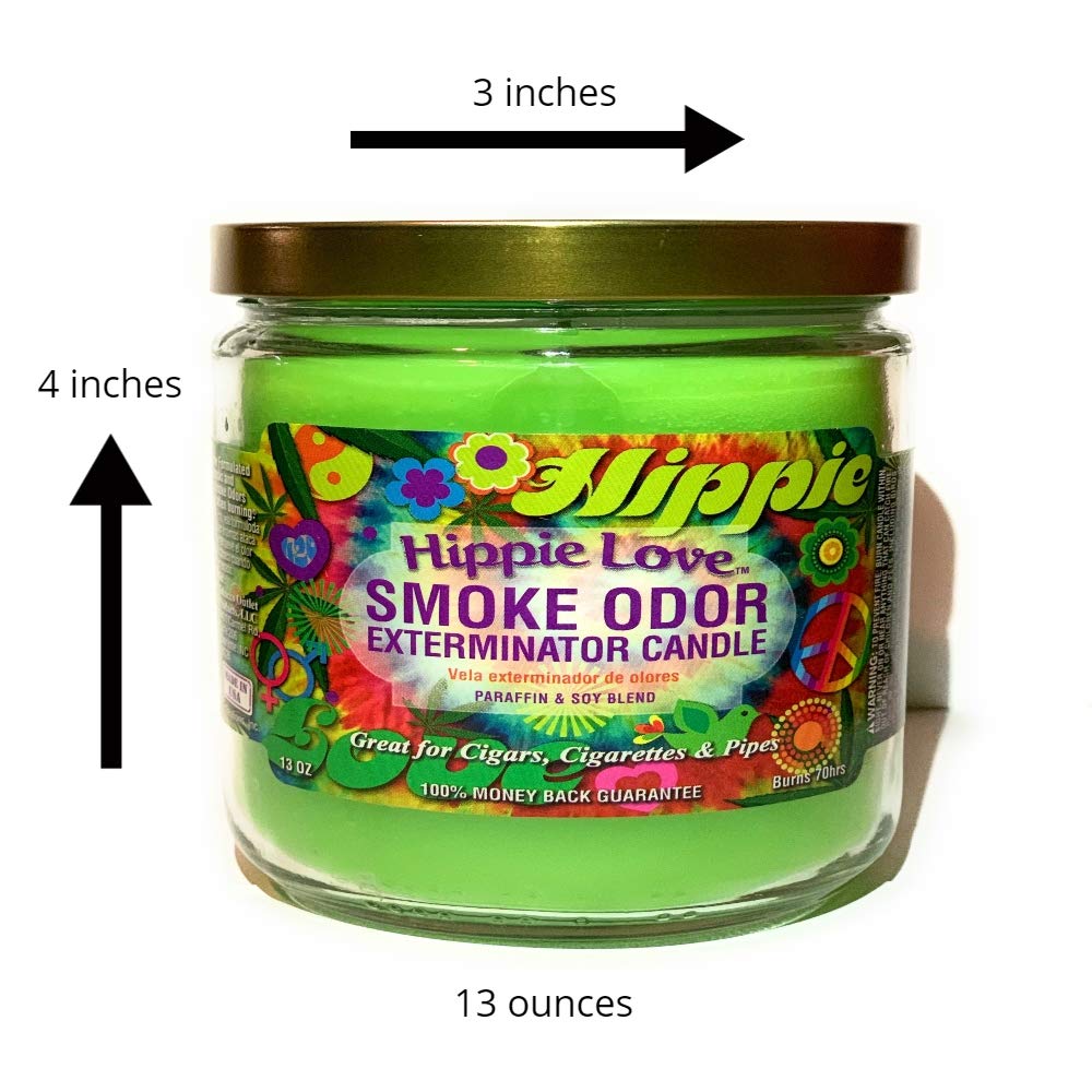 Two Hippie Love scented candles in jars for home, office, or car