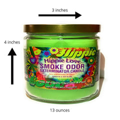 Two Hippie Love scented candles in jars for home, office, or car