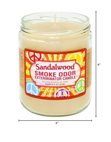 Sandalwood Smoke Odor Exterminator candle packaging with label
