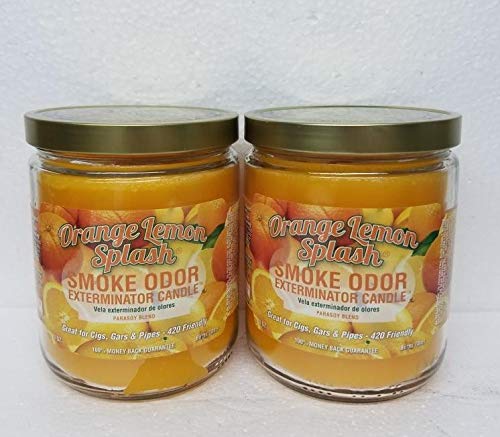Two orange-lemon scented 13oz jar candles in a pack