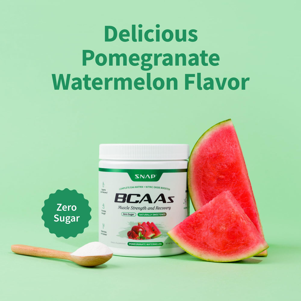 Front view of Snap BCAA Powder bottle
