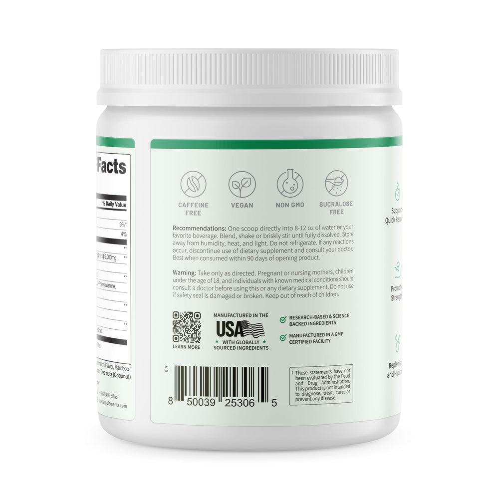 Pre-workout supplement setup featuring Snap BCAA Powder