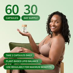 Vegan and non-GMO symbols near Snap Supplements Cholesterol Health