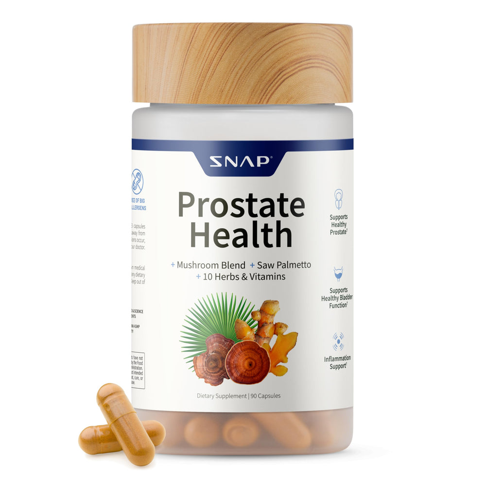 Bottle of Snap Supplements Prostate Health – vegan capsules