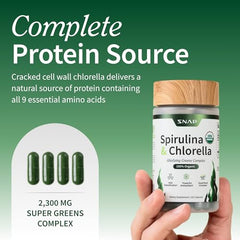 Product label showing spirulina chlorella blend
