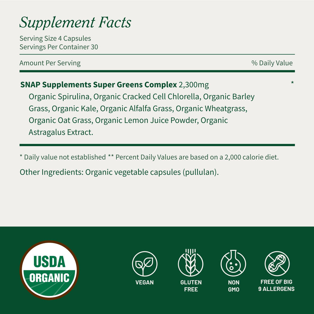 Green superfood blend with spirulina and chlorella
