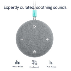 Six sound options including white pink and fan for sleep ambiance