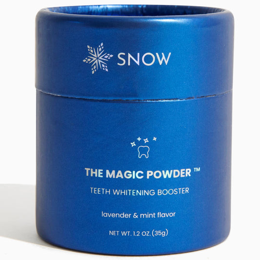 Snow Magic Teeth Whitening Powder packaging with Hydroxyapatite