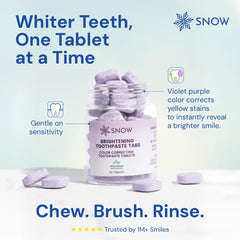 Bright white smile after using SNOW purple tablets