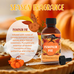 Close-up of Pumpkin Pie fragrance oil dropper in amber bottle
