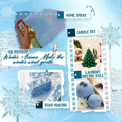 Close-up of SNOWSEN 10ml fragrance oils in winter set