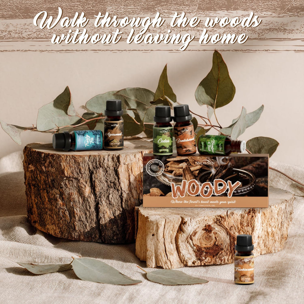 Bamboo & Teak essential oil 10ml amber bottle from SNOWSEN Woody Set