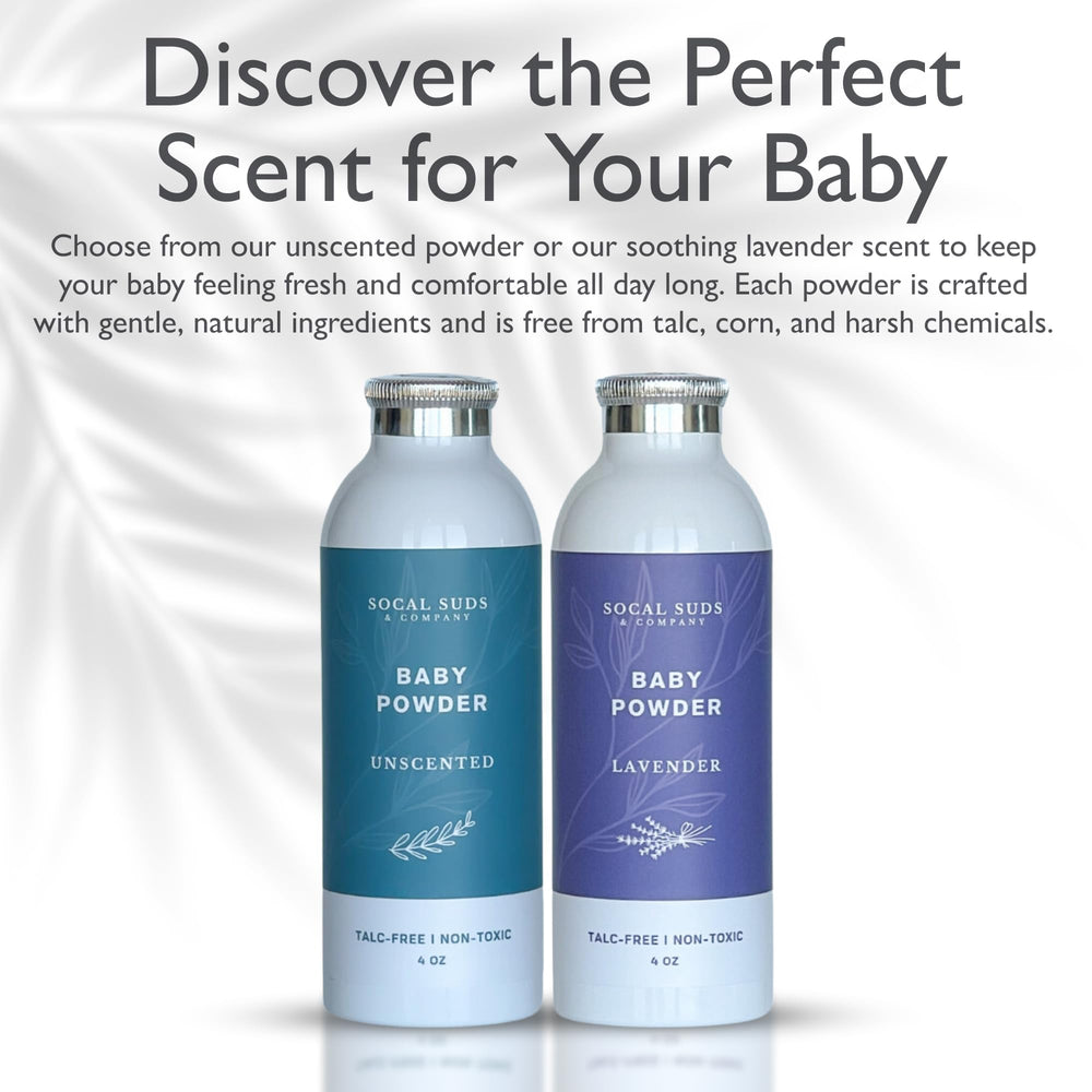 SoCal Suds & Company talc-free formula featured prominently for baby care