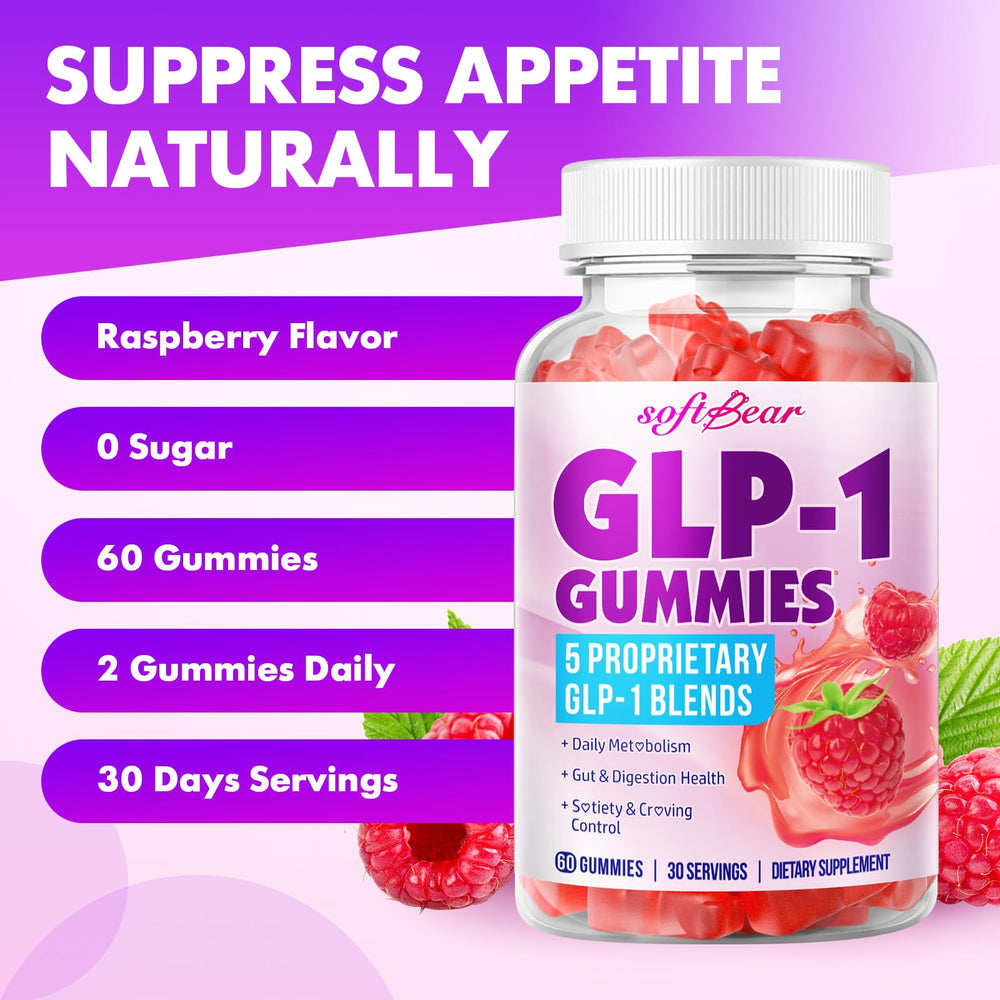 SoftBear GLP-1 Probiotic Gummies 60 count bottle on white background