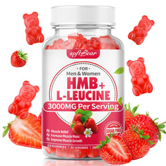 Gummy serving in a white bowl with strawberry slices