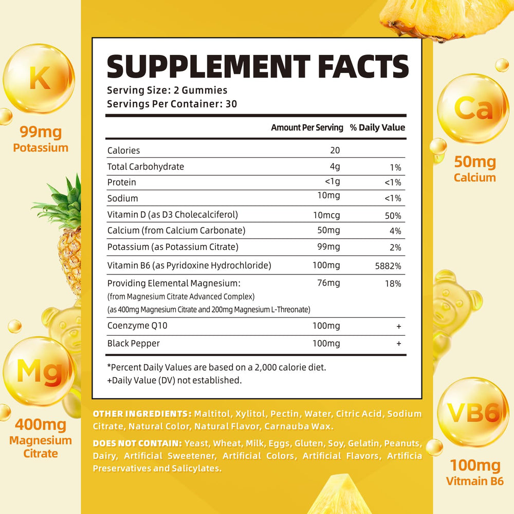 Ingredients including magnesium citrate magnesium L-threonate and potassium