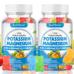 SoftBear potassium magnesium gummies bottle front label