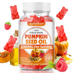 SoftBear Pumpkin Seed Oil Gummies bottle and label – 3000mg per serving