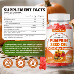 Close-up of Raspberry-flavored pumpkin seed oil gummies