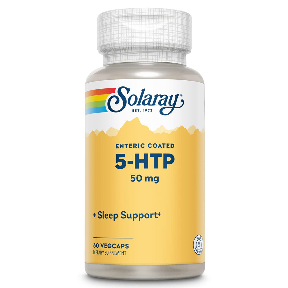 SOLARAY 5-HTP 60 Enteric-Coated Capsules bottle