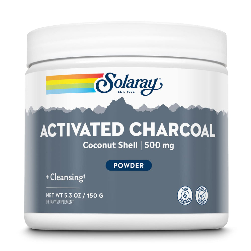 Solaray Activated Coconut Charcoal Powder 500 mg bottle - front view