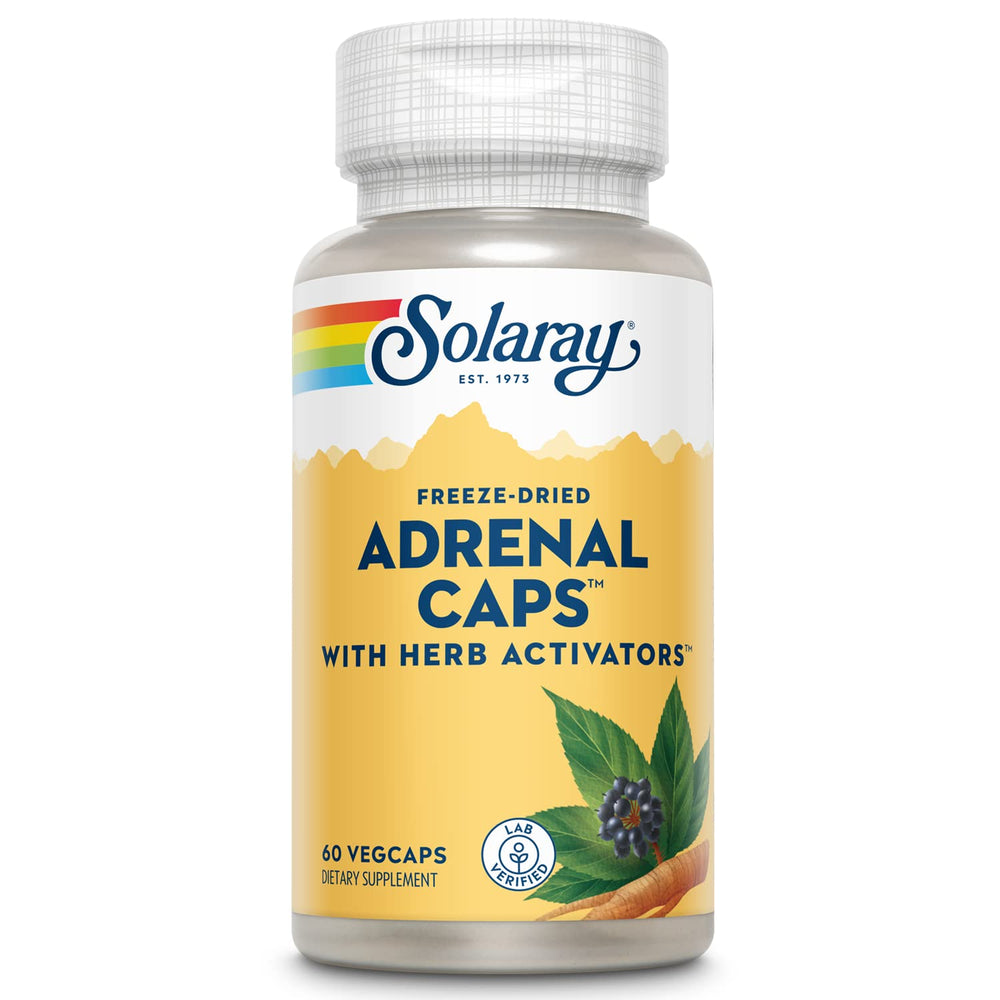 SOLARAY Adrenal Caps bottle with label on white background