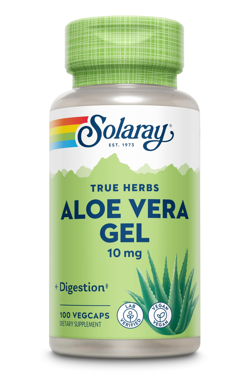 SOLARAY Aloe Vera Gel 200X capsules bottle with ginger, peppermint and parsley