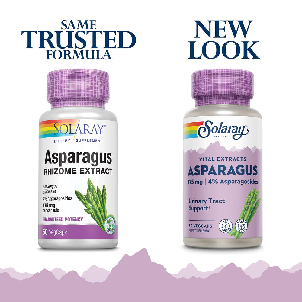 Bottled SOLARAY product label showing potency 4% asparagosides