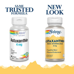 Close-up of SOLARAY Astaxanthin 4 mg softgels from the bottle.