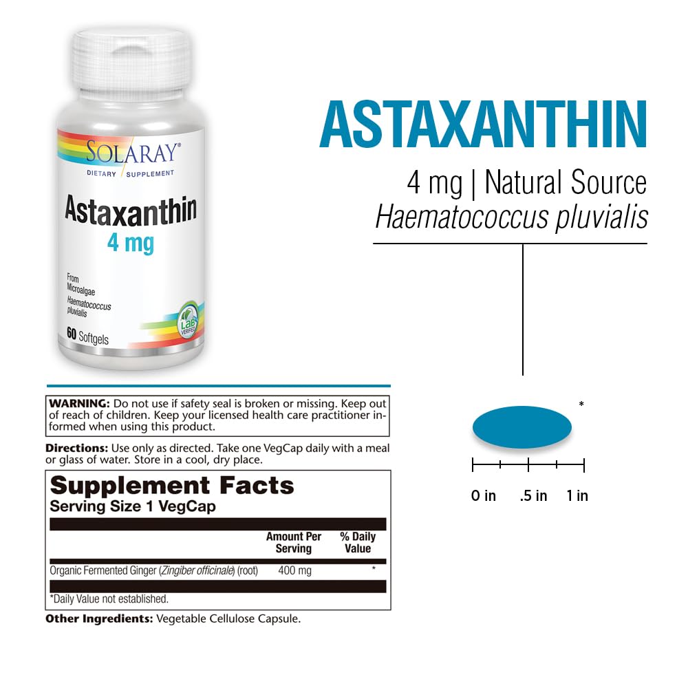 Bottle packaging made from 100% PCR plastic for SOLARAY Astaxanthin 4 mg.