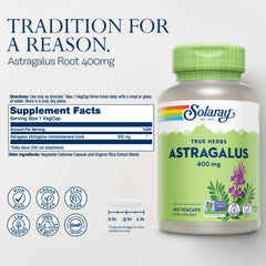 Ingredients for SOLARAY Astragalus Root 400mg VegCap