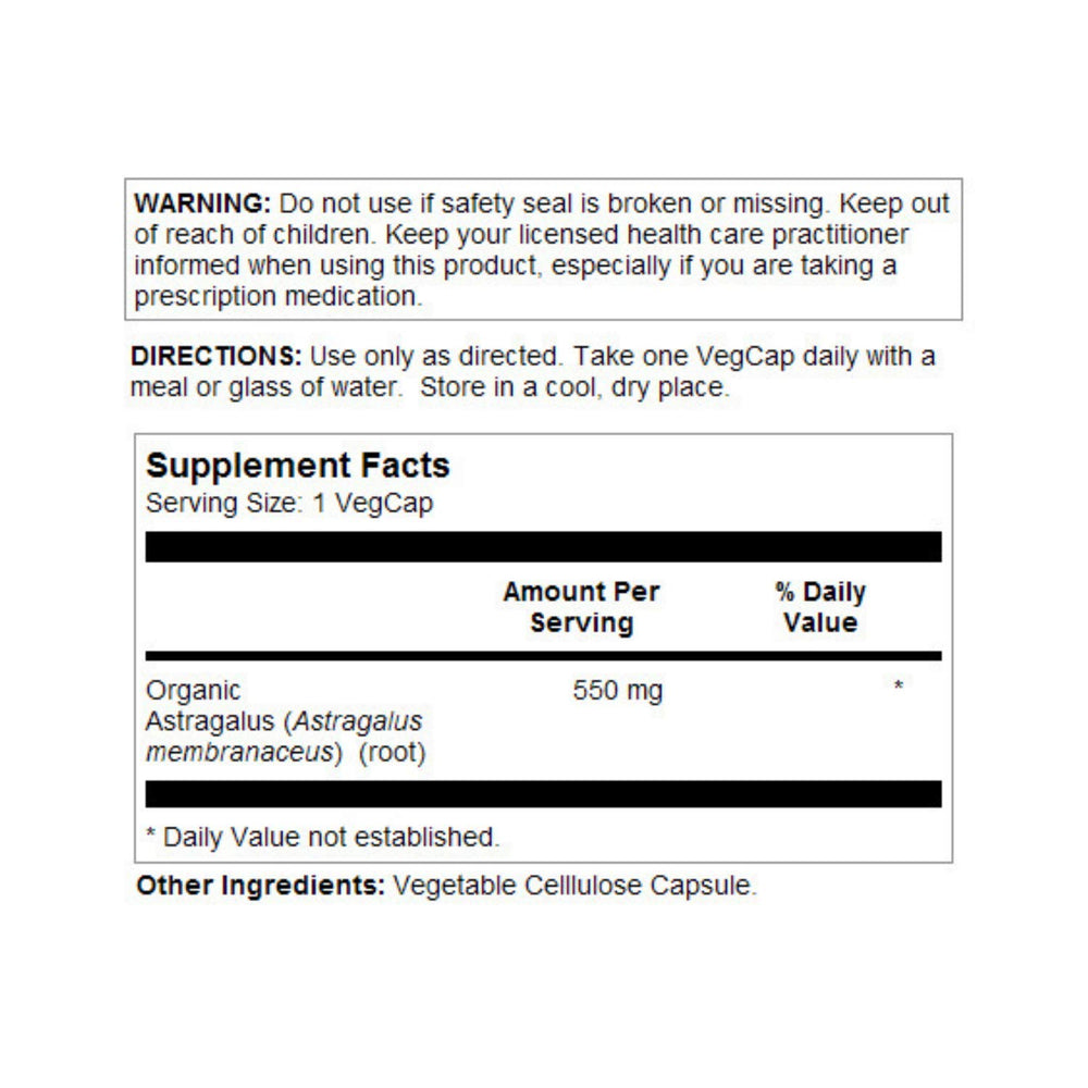 Whole astragalus root used in Solaray 550mg formula