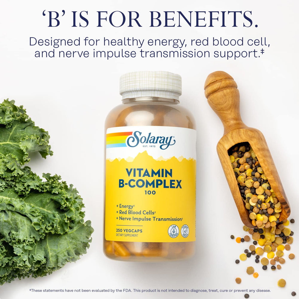 Solaray B-Complex 100-250 label on bottle