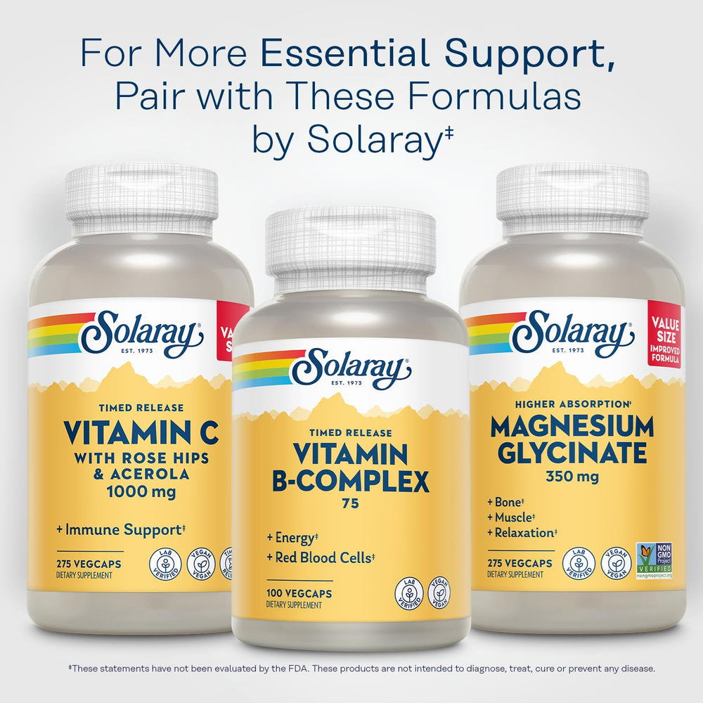 100-count SOLARAY Vitamin B-Complex 75mg label