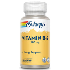 SOLARAY Vitamin B-2 Riboflavin 100 mg bottle with Aloe Vera label