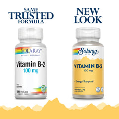 Close-up of SOLARAY B-2 Riboflavin 100 mg bottle